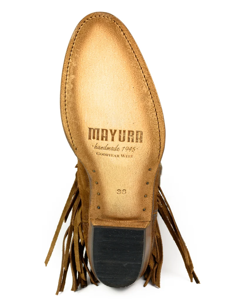Westernstiefel CowboyStiefel für Damen handgefertigtes Wildleder mit Fransen, Braun 2475