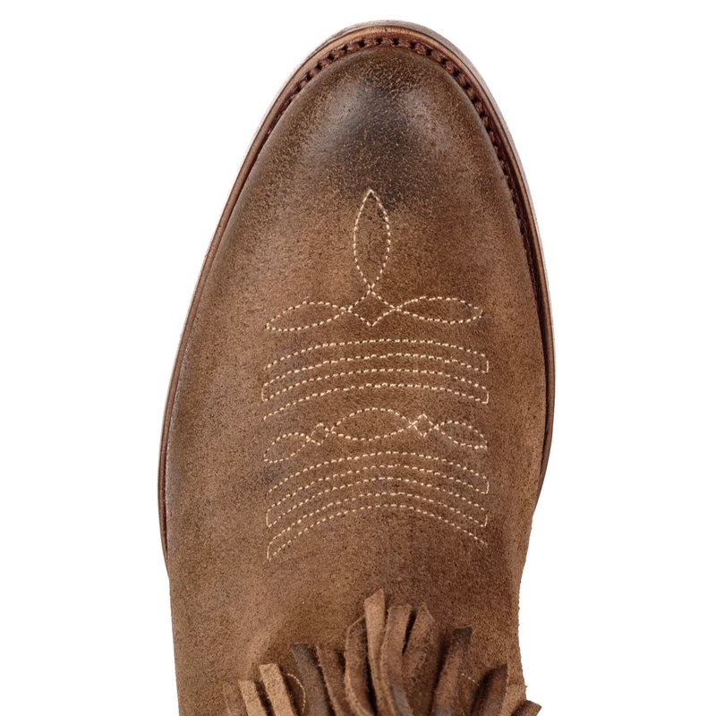 Westernstiefel CowboyStiefel für Damen handgefertigtes Wildleder mit Fransen, Braun 2475