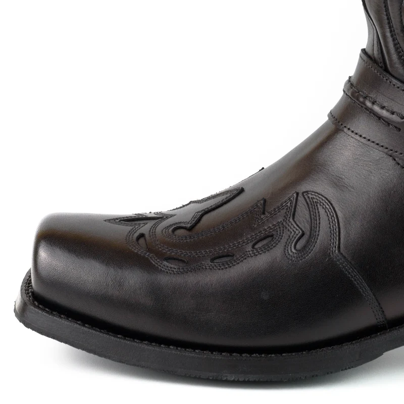 Herren Biker Motard Boots 2471 Handgefertigtes schwarzes Leder