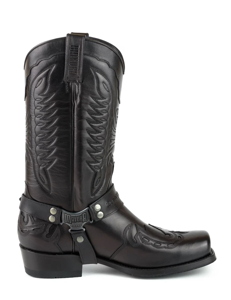 Herren Biker Motard Boots 2471 Handgefertigtes schwarzes Leder