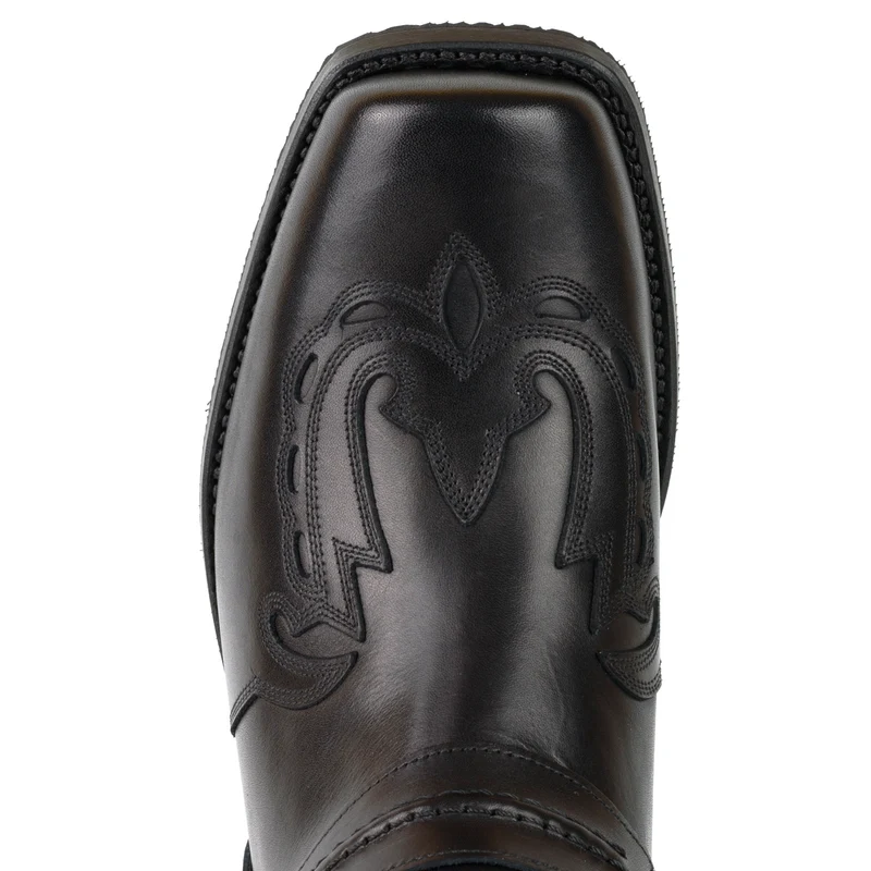 Herren Biker Motard Boots 2471 Handgefertigtes schwarzes Leder