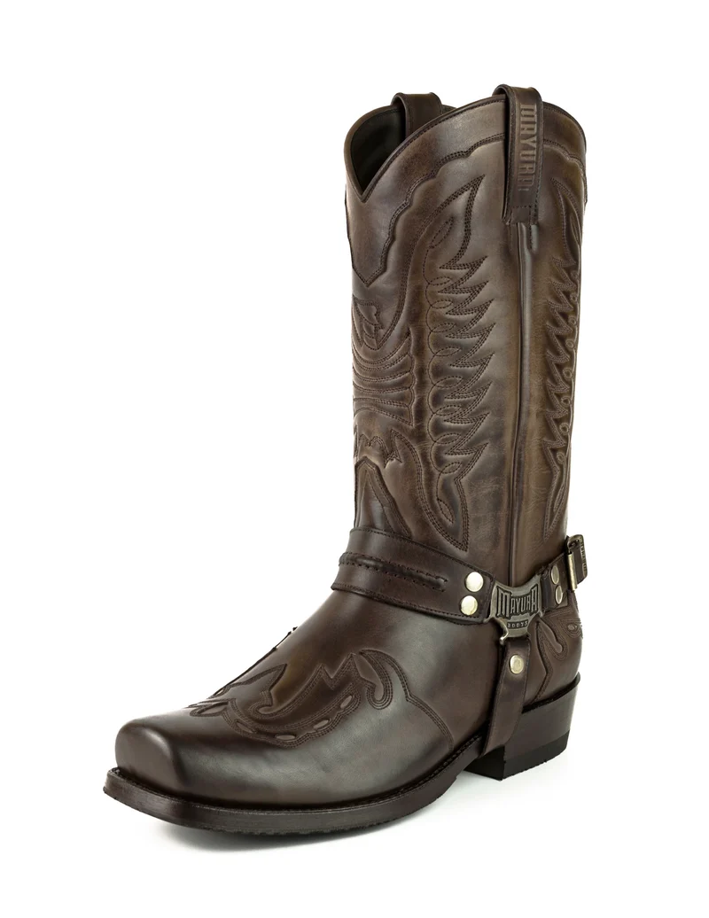 Herren Biker Motard Boots 2471 Handgefertigtes braunes Leder