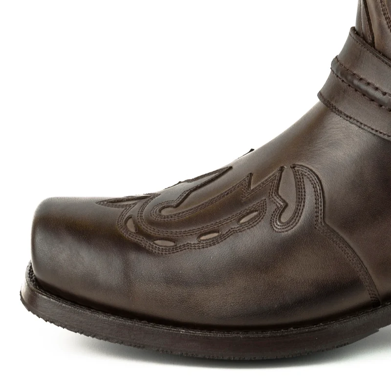 Herren Biker Motard Boots 2471 Handgefertigtes braunes Leder