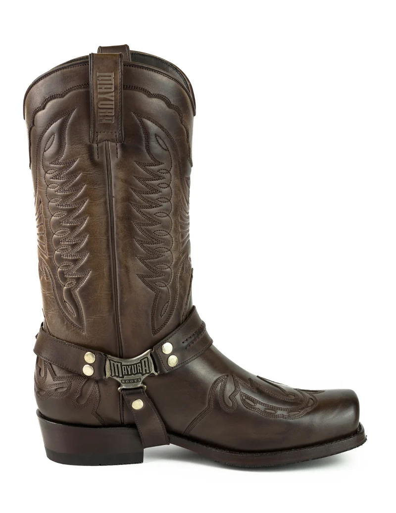 Herren Biker Motard Boots 2471 Handgefertigtes braunes Leder