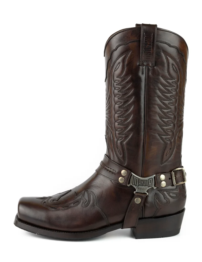 Herren Biker Motard Boots 2471 Handgefertigtes dunkelbraunes Leder