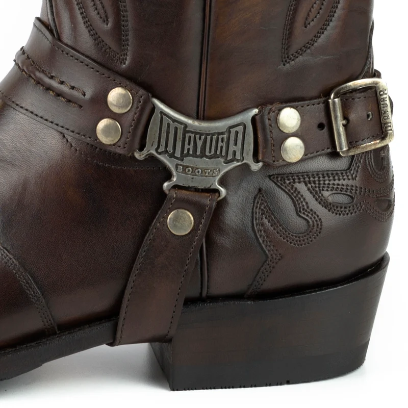Herren Biker Motard Boots 2471 Handgefertigtes dunkelbraunes Leder