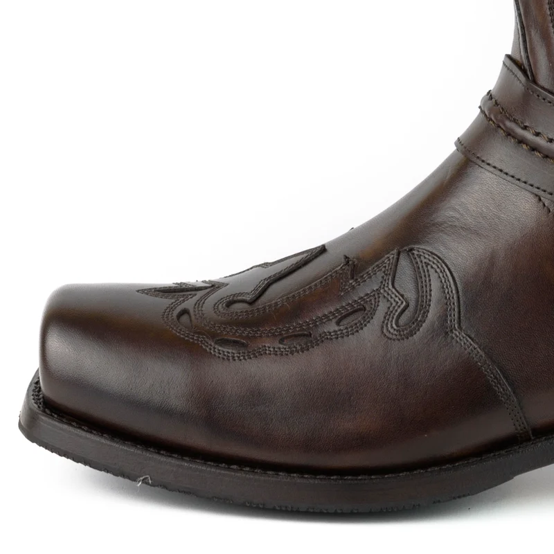 Herren Biker Motard Boots 2471 Handgefertigtes dunkelbraunes Leder