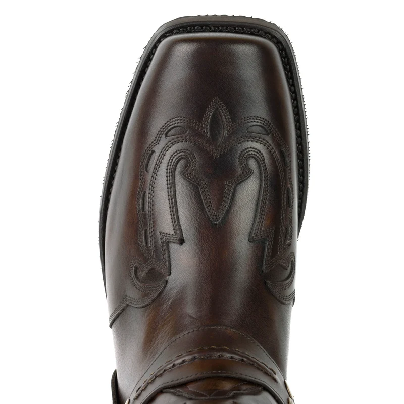 Herren Biker Motard Boots 2471 Handgefertigtes dunkelbraunes Leder