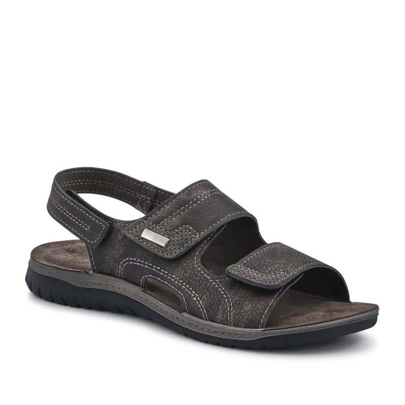 Leather Triple Touch-Fasten Sandals - INB41004 / 326 983 - Black