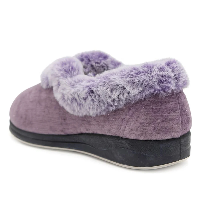 Wide Fit Faux Fur Memory Foam Slippers - QING44002 / 329 840 - Lilac