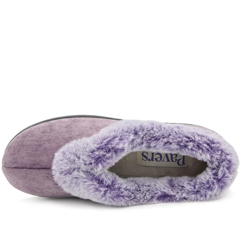 Wide Fit Faux Fur Memory Foam Slippers - QING44002 / 329 840 - Lilac