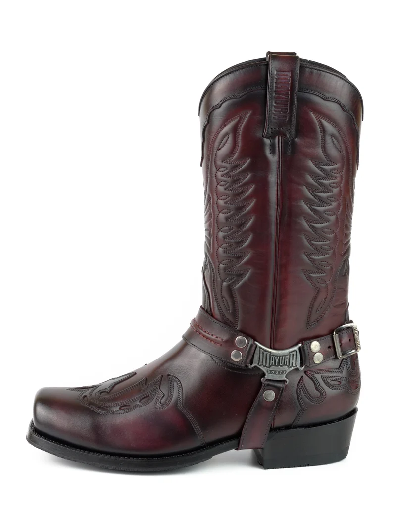 Herren Biker Motard Boots 2471 Handgefertigtes rotes Leder