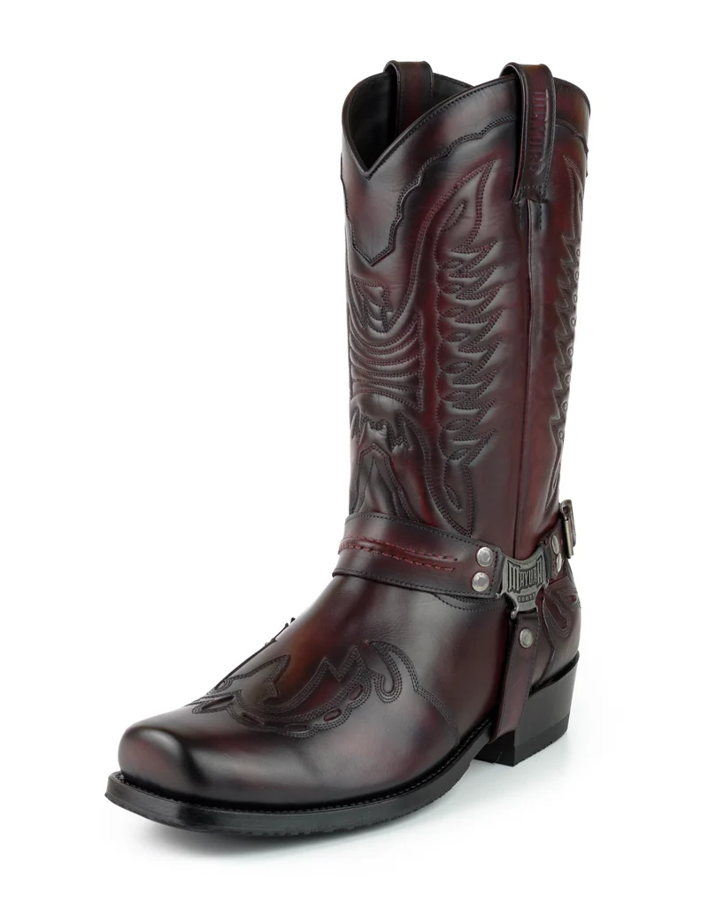 Herren Biker Motard Boots 2471 Handgefertigtes rotes Leder