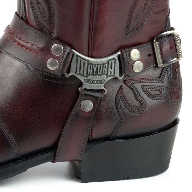 Herren Biker Motard Boots 2471 Handgefertigtes rotes Leder