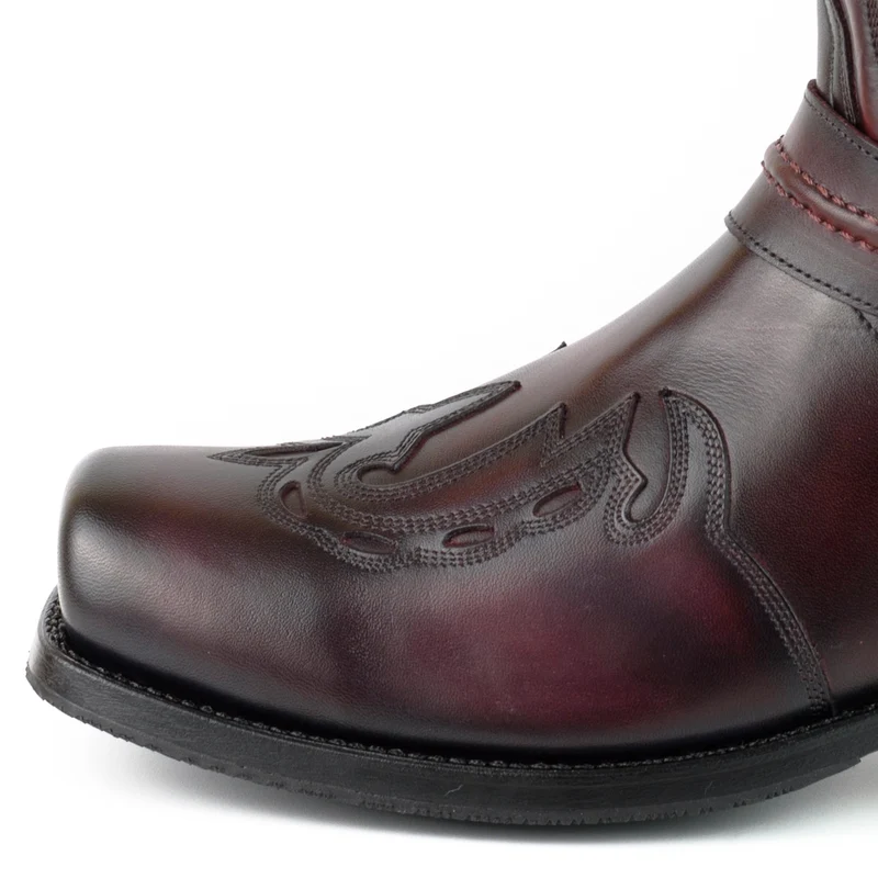 Herren Biker Motard Boots 2471 Handgefertigtes rotes Leder