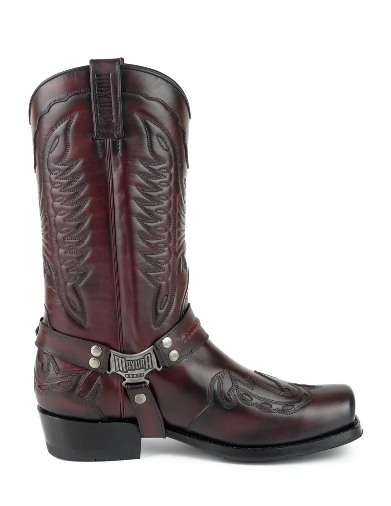 Herren Biker Motard Boots 2471 Handgefertigtes rotes Leder