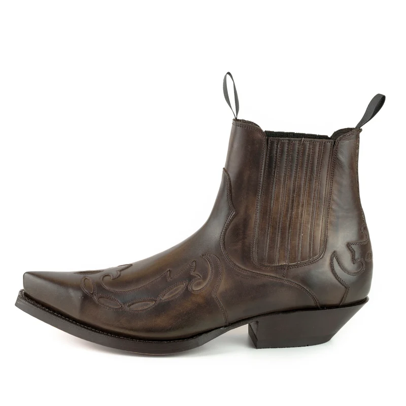 Cowboystiefel oder Stiefeletten für Damen und Herren, handgefertigt, dunkelbraunes Leder, Urban 1931