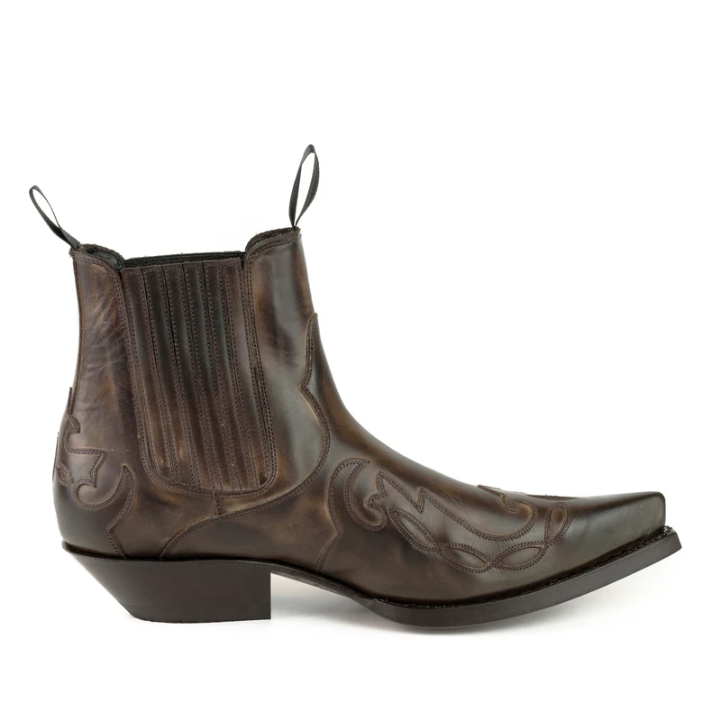 Cowboystiefel oder Stiefeletten für Damen und Herren, handgefertigt, dunkelbraunes Leder, Urban 1931