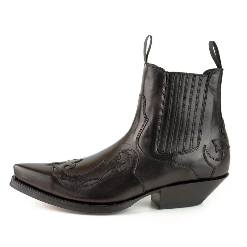 Cowboystiefel oder Stiefeletten für Damen und Herren, handgefertigt aus schwarzem Leder, Urban 1931