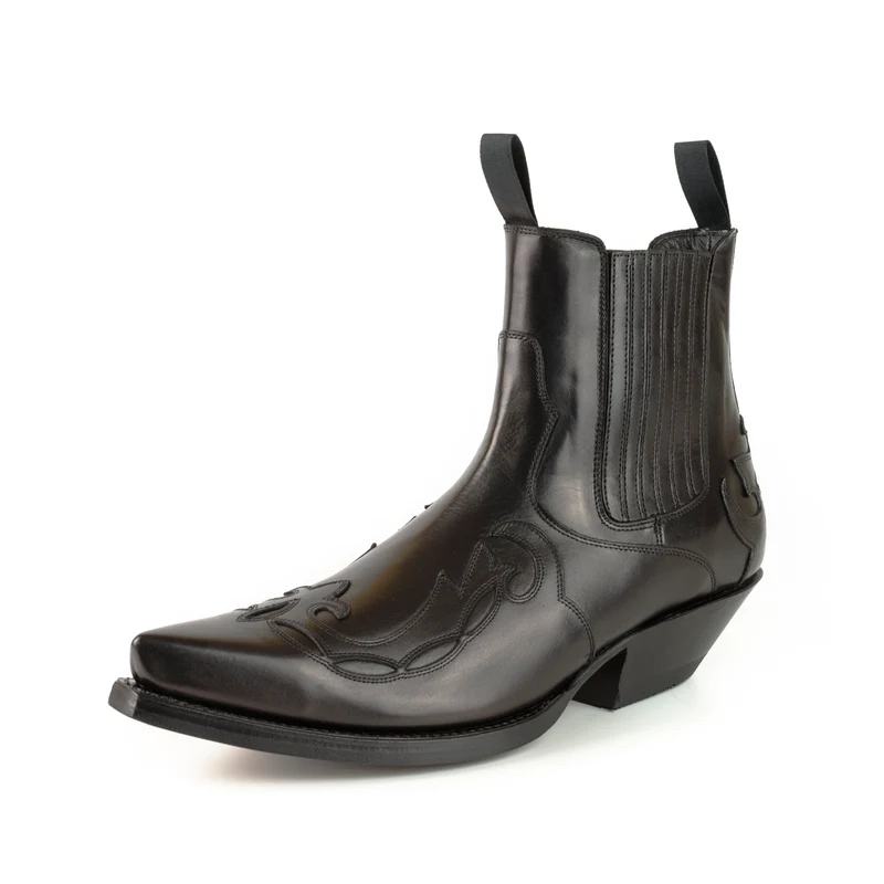 Cowboystiefel oder Stiefeletten für Damen und Herren, handgefertigt aus schwarzem Leder, Urban 1931