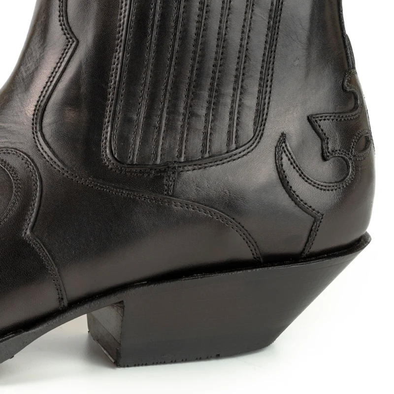 Cowboystiefel oder Stiefeletten für Damen und Herren, handgefertigt aus schwarzem Leder, Urban 1931