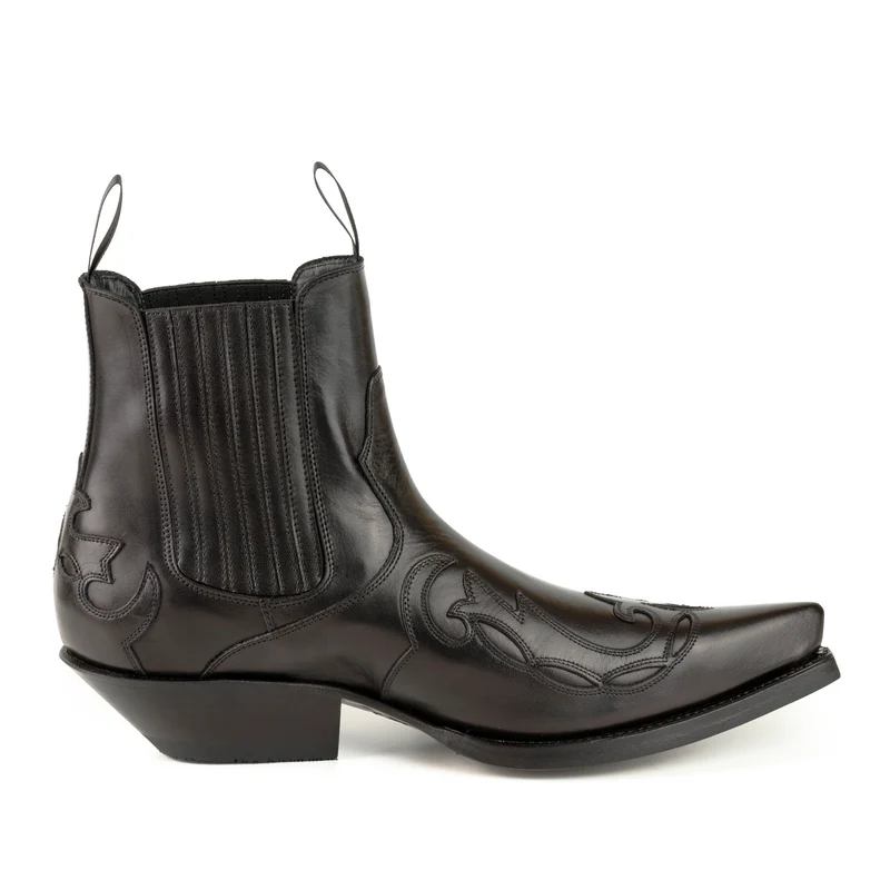 Cowboystiefel oder Stiefeletten für Damen und Herren, handgefertigt aus schwarzem Leder, Urban 1931