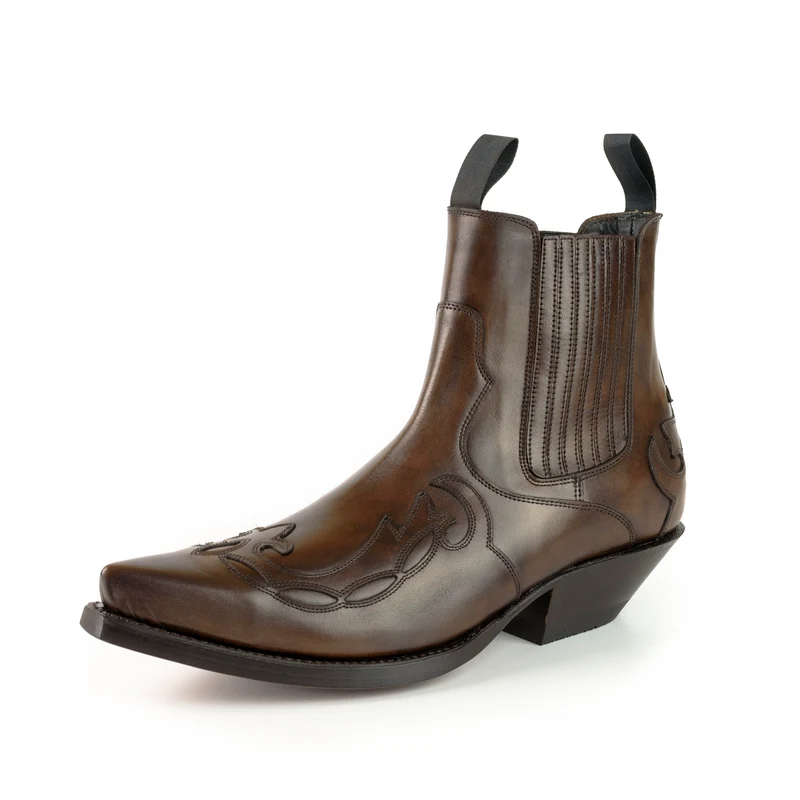 Cowboystiefel oder Stiefeletten für Damen und Herren, handgefertigtes braunes Leder, Urban Brown 1931