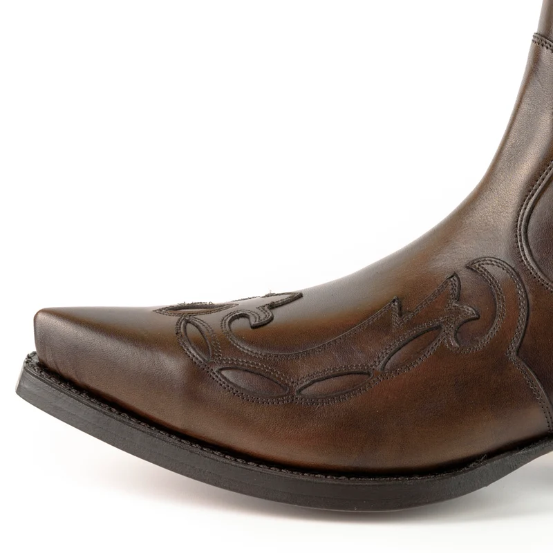 Cowboystiefel oder Stiefeletten für Damen und Herren, handgefertigtes braunes Leder, Urban Brown 1931