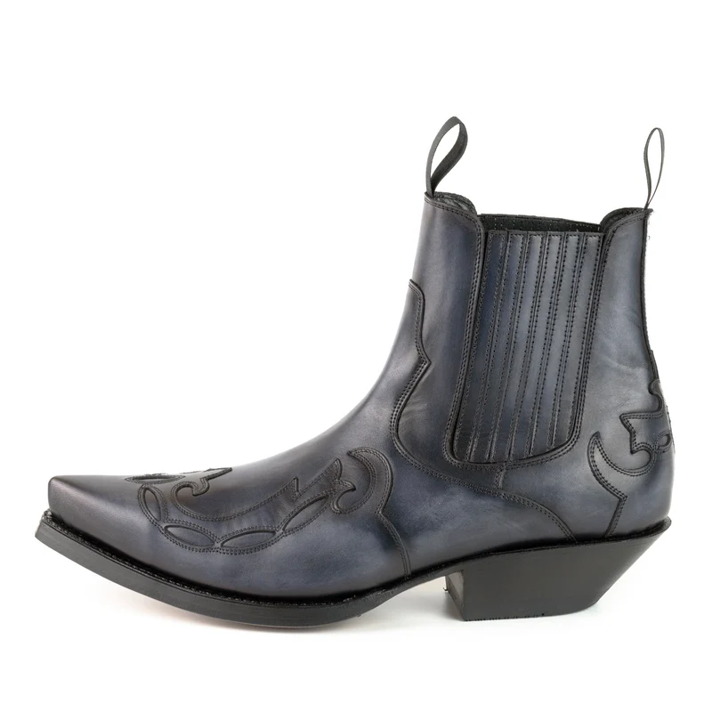 Cowboystiefel oder Stiefeletten für Damen und Herren, handgefertigtes urbanes graues Leder, 1931