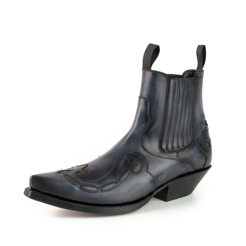 Cowboystiefel oder Stiefeletten für Damen und Herren, handgefertigtes urbanes graues Leder, 1931