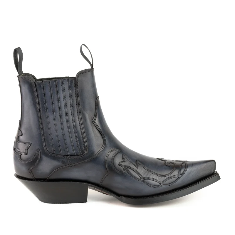 Cowboystiefel oder Stiefeletten für Damen und Herren, handgefertigtes urbanes graues Leder, 1931