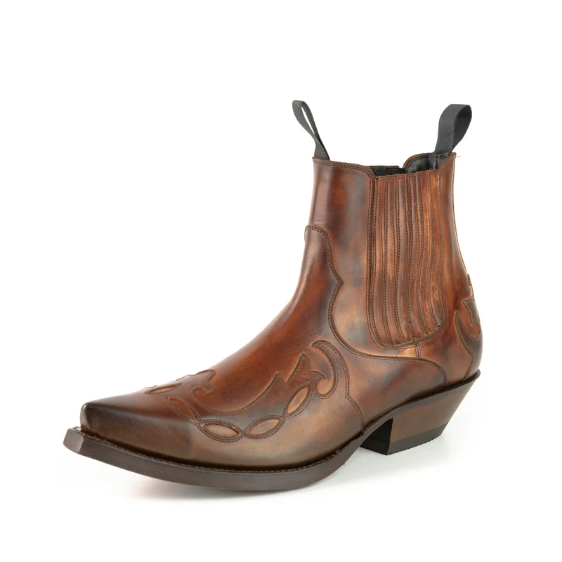 Cowboystiefel oder Stiefeletten für Damen und Herren, handgefertigt aus braunem Leder, Urban 1931