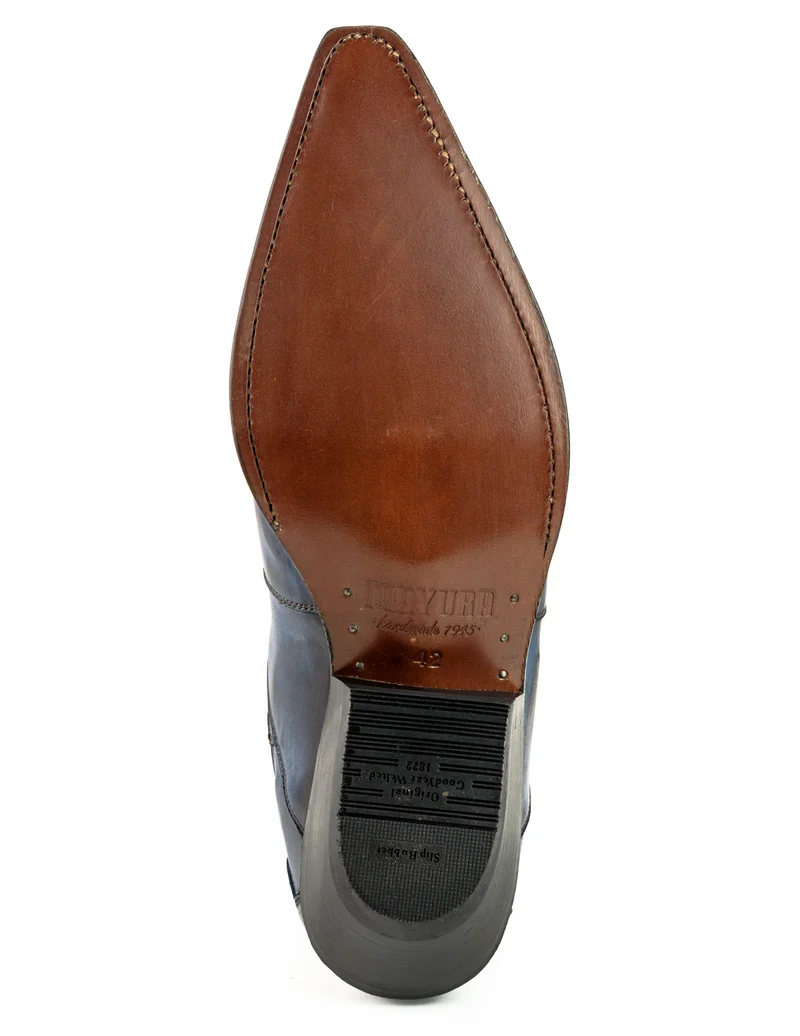 Handgefertigte Cowboystiefel oder Stiefeletten für Damen und Herren aus urbanem blauem Leder von 1931