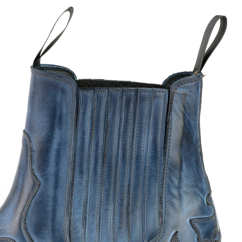 Handgefertigte Cowboystiefel oder Stiefeletten für Damen und Herren aus urbanem blauem Leder von 1931