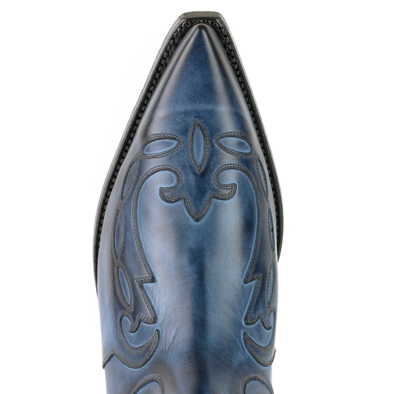 Handgefertigte Cowboystiefel oder Stiefeletten für Damen und Herren aus urbanem blauem Leder von 1931