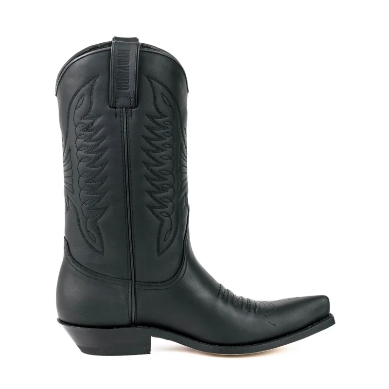 Cowboystiefel für Damen und Herren, handgefertigt aus schwarzem Leder, 20 Texanas