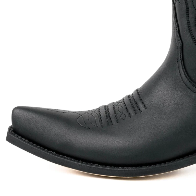 Cowboystiefel für Damen und Herren, handgefertigt aus schwarzem Leder, 20 Texanas