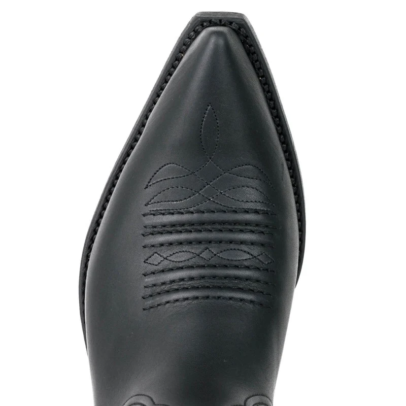 Cowboystiefel für Damen und Herren, handgefertigt aus schwarzem Leder, 20 Texanas