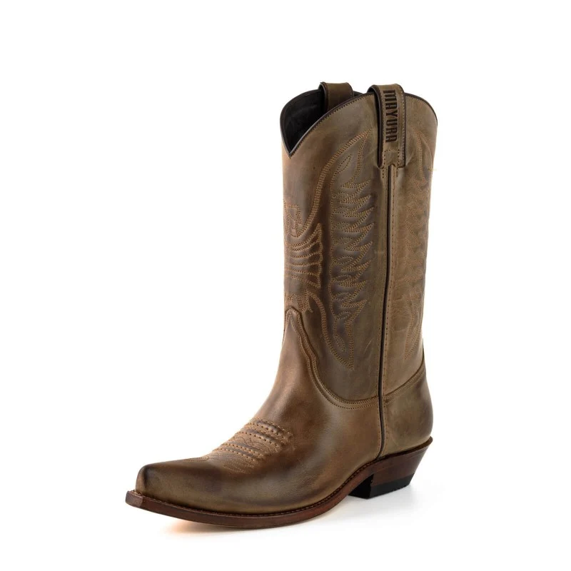Cowboystiefel für Damen und Herren, handgefertigt aus braunem Leder, 20, Texas
