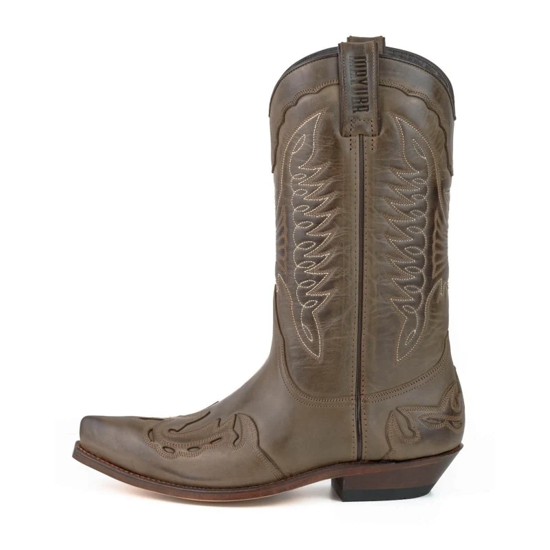 Cowboystiefel für Damen und Herren, handgefertigt aus braunem Leder, 17, Texas