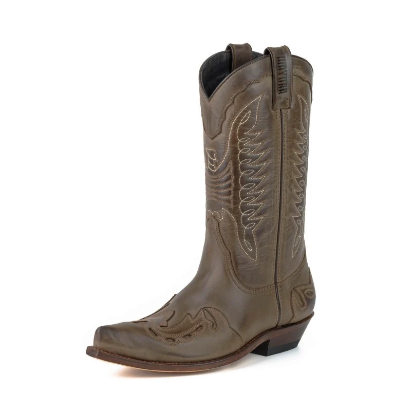 Cowboystiefel für Damen und Herren, handgefertigt aus braunem Leder, 17, Texas