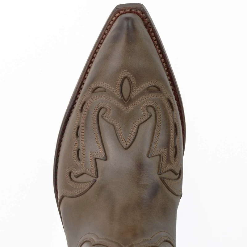 Cowboystiefel für Damen und Herren, handgefertigt aus braunem Leder, 17, Texas
