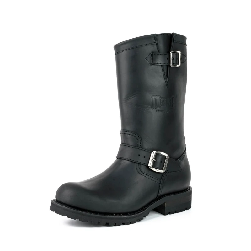 Handgefertigte Bikerstiefel aus schwarzem Leder für Herren und Damen 18