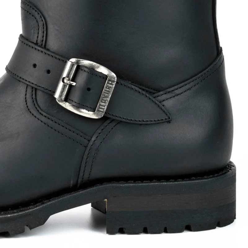Handgefertigte Bikerstiefel aus schwarzem Leder für Herren und Damen 18