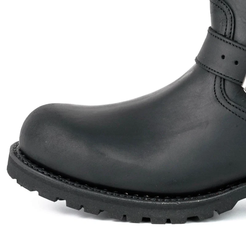 Handgefertigte Bikerstiefel aus schwarzem Leder für Herren und Damen 18