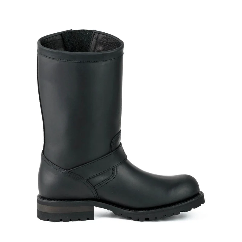 Handgefertigte Bikerstiefel aus schwarzem Leder für Herren und Damen 18