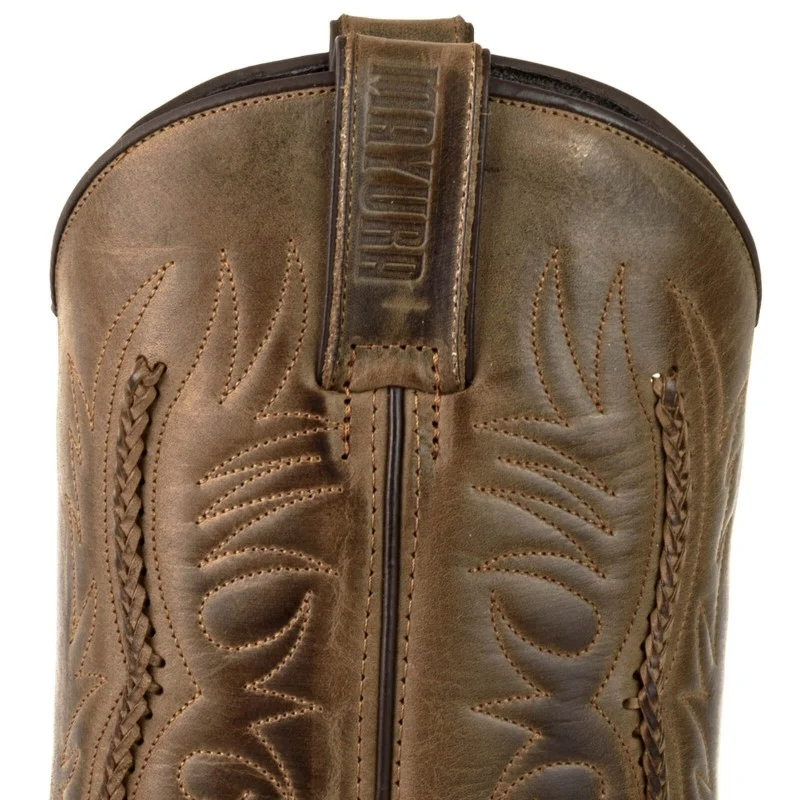 Handgefertigte Bikerstiefel für Herren und Damen aus braunem Leder 07 Texanas