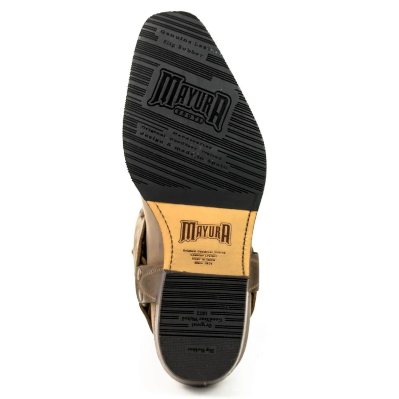 Handgefertigte Bikerstiefel für Herren und Damen aus braunem Leder 07 Texanas