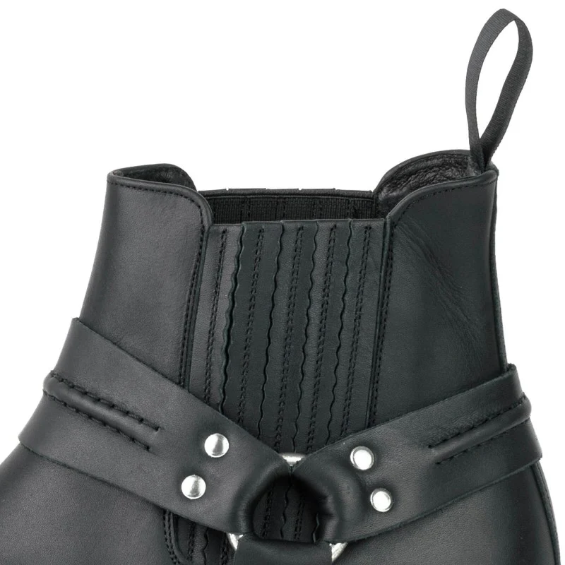 Handgefertigte Stiefeletten oder Bikerstiefel aus schwarzem Leder für Herren und Damen 04
