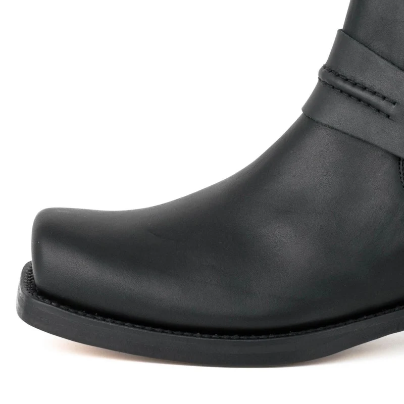 Handgefertigte Stiefeletten oder Bikerstiefel aus schwarzem Leder für Herren und Damen 04